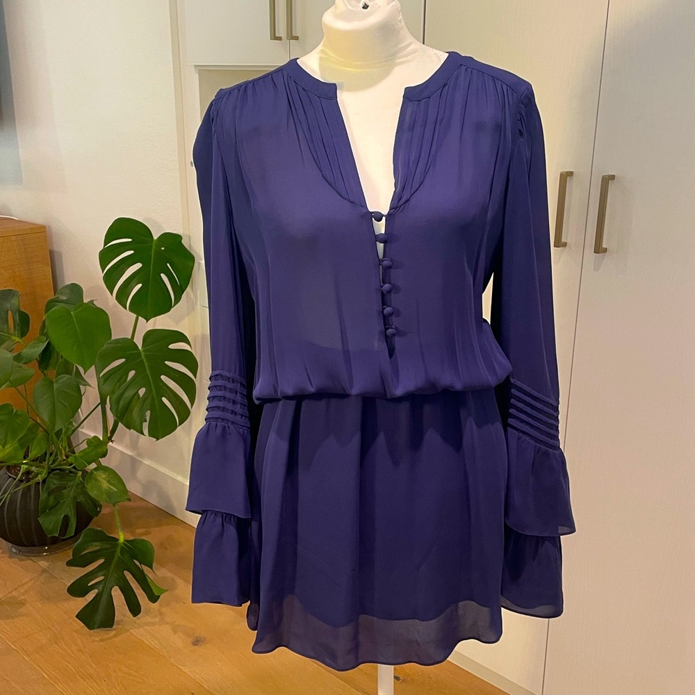 Parker Blue Bell Sleeve silk mini dress